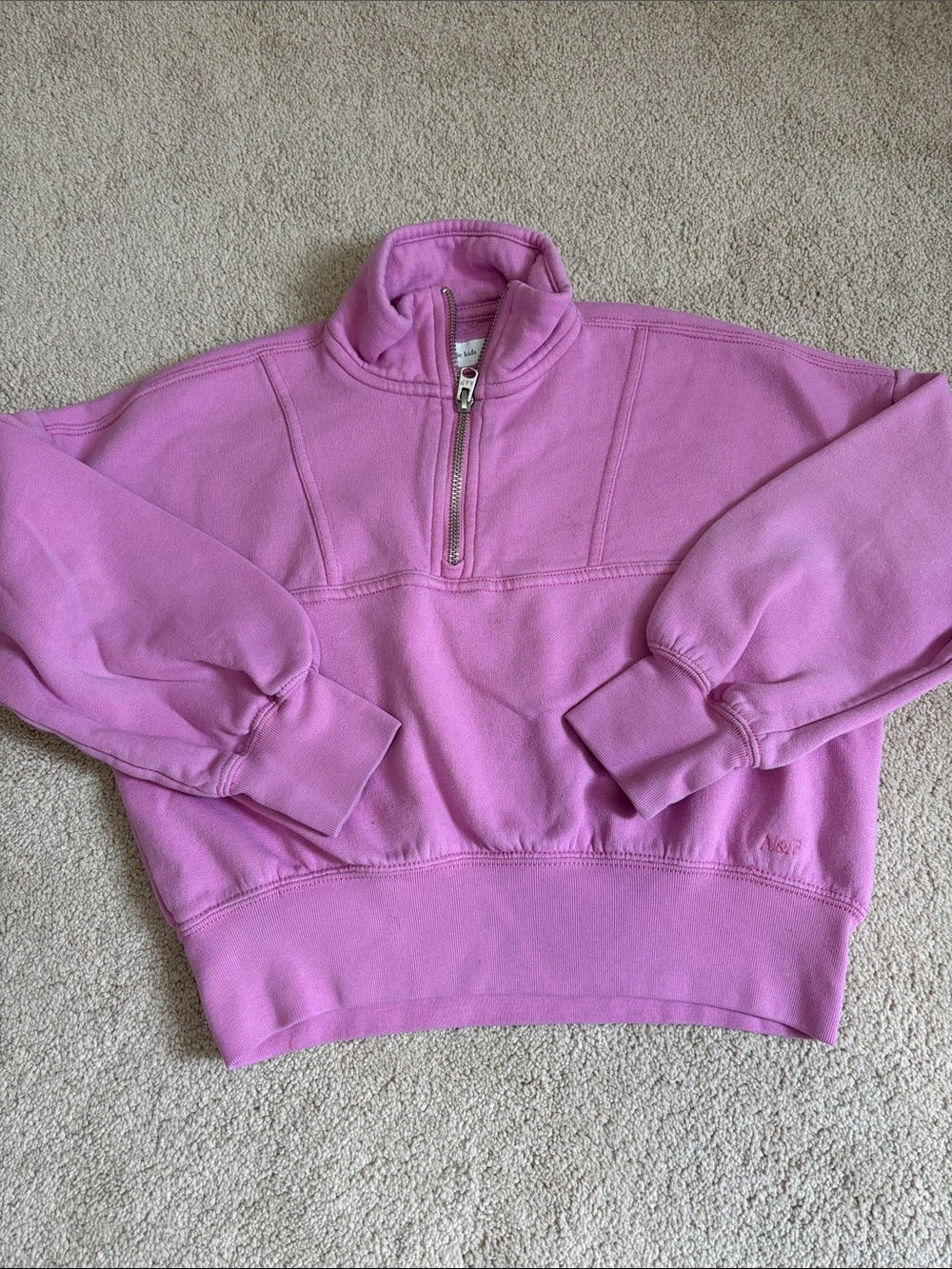 abercrombie kids Pink Half-Zip Cowl Sweatshirt- 7/8